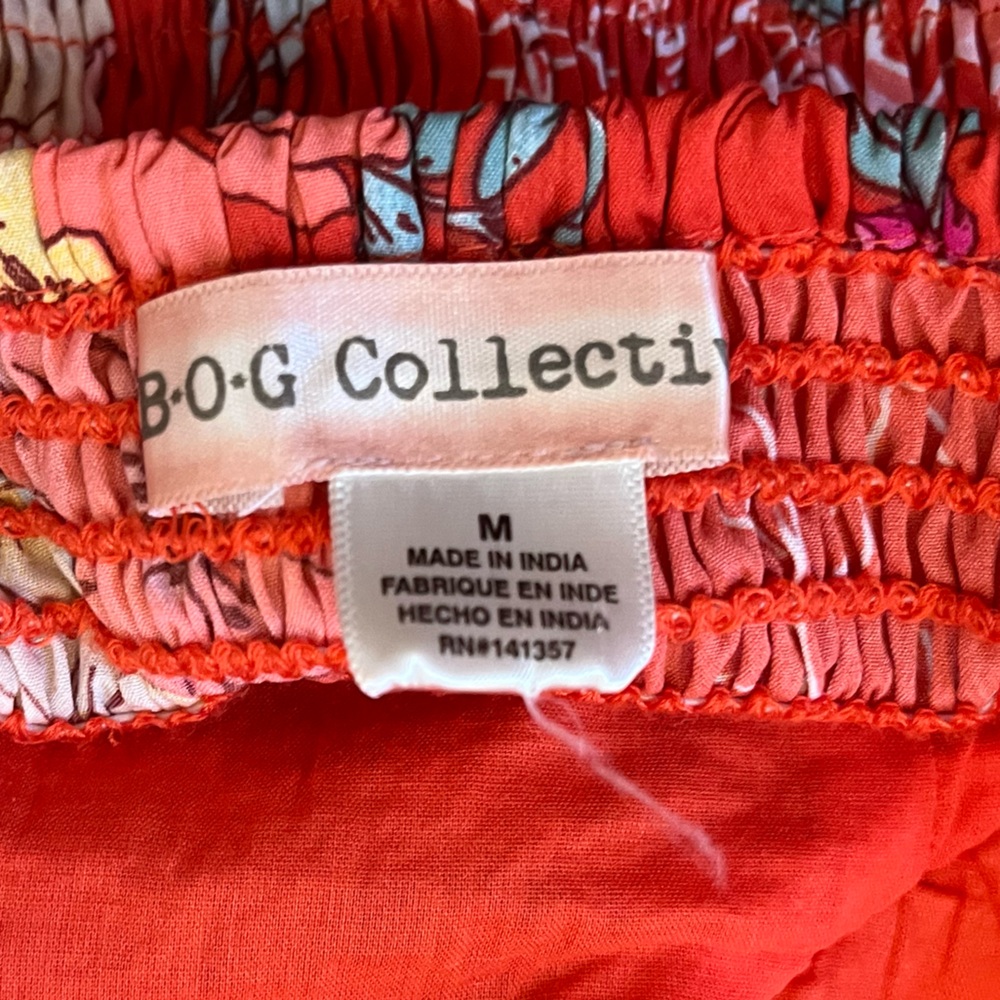 Boho Hawaiian Red Floral Sundress Tropical Maxi Long BOG Collective Fitted - Picture 2 of 5